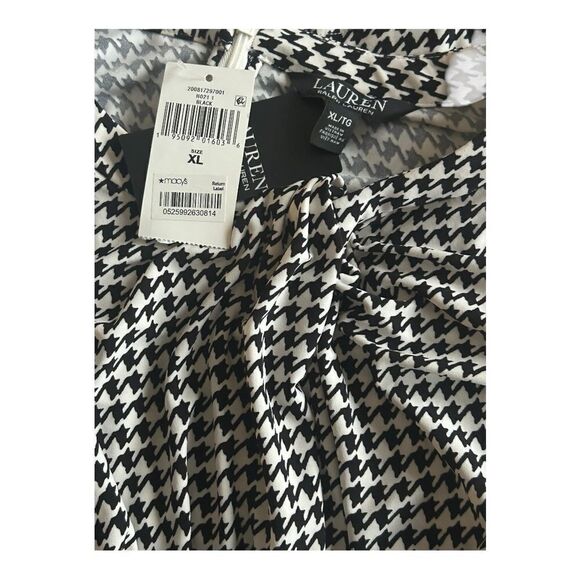Lauren Ralph Lauren | NWT Women's Houndstooth Twist-Front Jersey Top XL - Picture 7 of 7